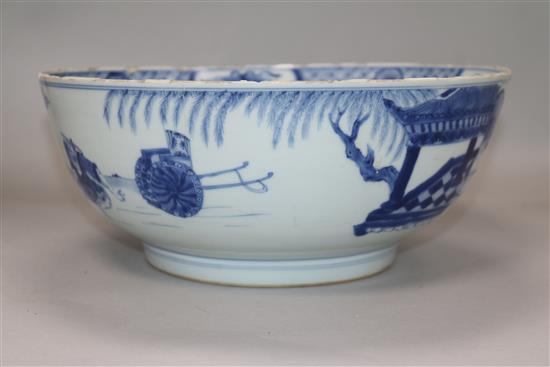 A 17th century blue and white Romance of The western Chamber bowl D.28cm